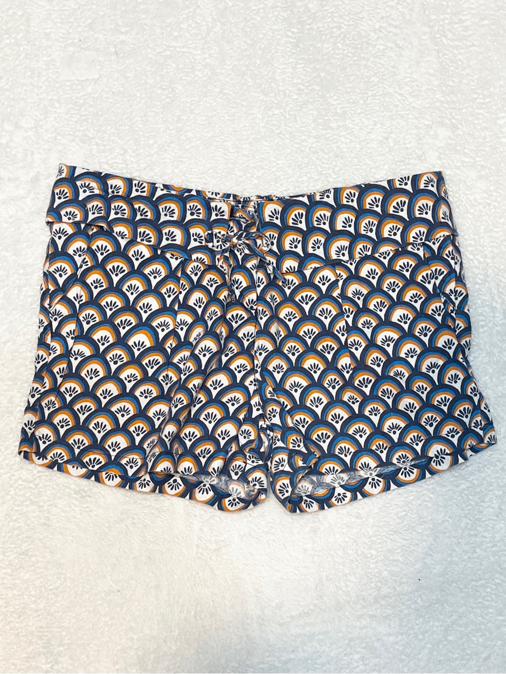Richards Linen Blend abstract scallop print casual chino summer shorts women‎